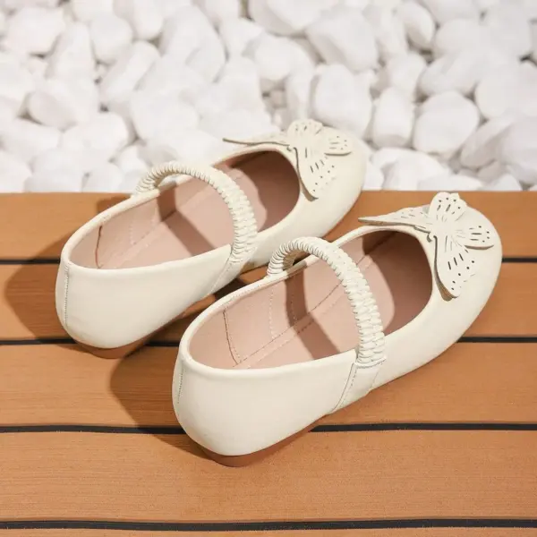 Best-Selling Cute Butterfly Floral Children's Shoes for Girls 7-13 Years Old Spring Summer Fashion Flat White Genuine Leather Best-Selling Cute Butterfly Floral Children's Shoes for Girls 7-13 Years Old Spring Summer Fashion Flat White Genuine Leather