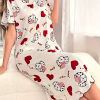 En PE en al menos4 días hábilesdespués del envío Camisón de noche elegante con estampado de perros y lunares para mujer - Suave vestido de dormir de manga corta con cuello redondo, comodidad para todas las estaciones, lavable en máquina, diseño de estampado de animales lindos para relajarse y dormir, ropa de dormir cómoda, ropa de dormir juguetona, ropa de dormir de calidad, ropa de dormir duradera, ropa de dormir para mujeres, ropa de dormir acogedora, material transpirable, ropa de dormir para adultos.