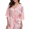 RB032 2018 seda nueva bata tipo kimono Albornoz mujeres batas de dama de honor de seda batas sexis azul marino bata de satén vestidos de mujer