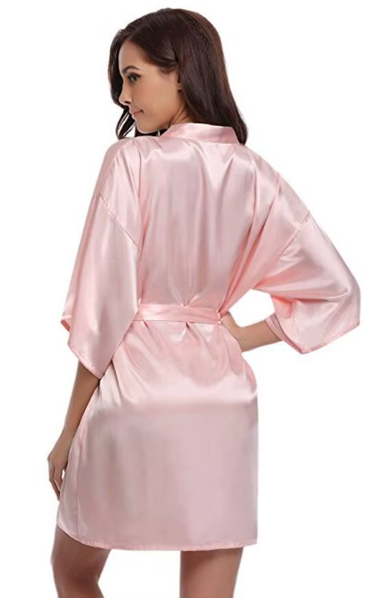 RB032 2018 seda nueva bata tipo kimono Albornoz mujeres batas de dama de honor de seda batas sexis azul marino bata de satén vestidos de mujer