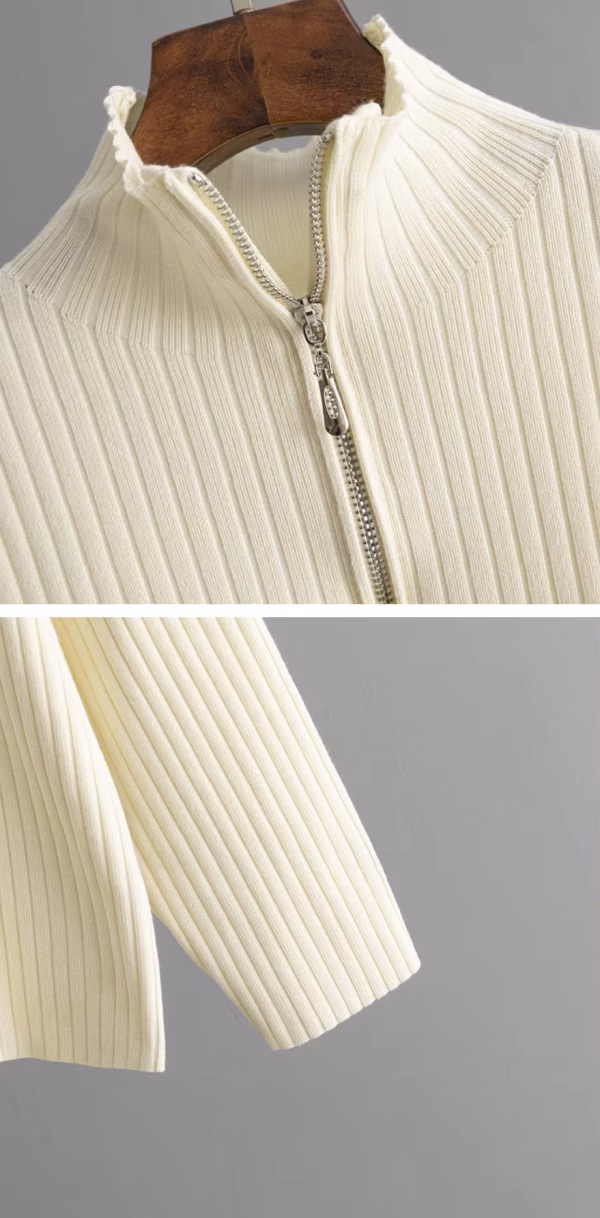 Conjunto de suéter de punto de cuello alto de moda informal para mujer, Conjuntos de cremallera de Color sólido, Ropa femenina, Ropa de dos piezas