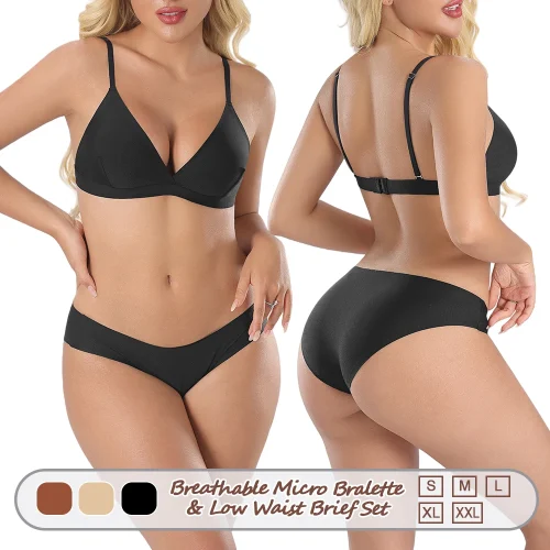 Br01and Ds02 Odm Women's Breathable Microfiber Bralette Non Padded Underwear Set - Buy Underwear
