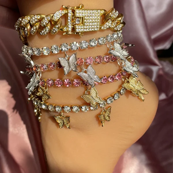 Fashion Diamond Charm Jewelry Butterfly Cuban Butterfly Anklets - Buy Cuban Butterfly Anklets,Butter Fashion Diamond Charm Jewelry Butterfly Cuban Butterfly Anklets - Buy Cuban Butterfly Anklets,Butter