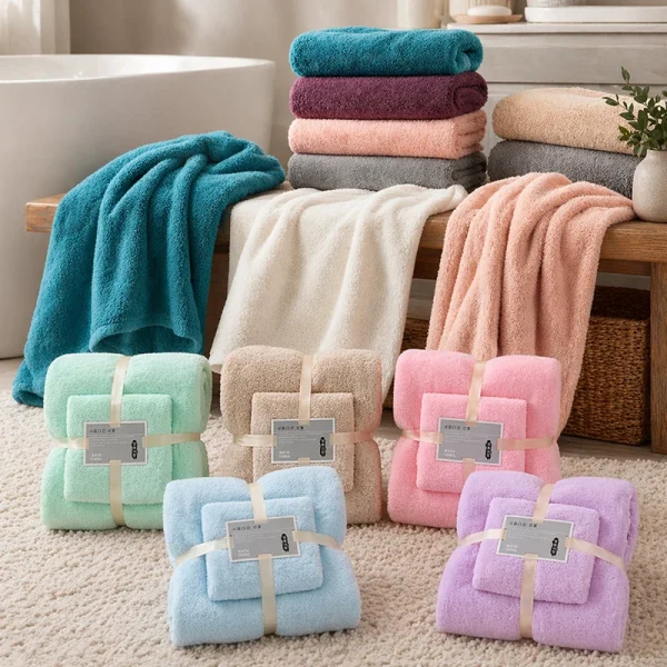 Hot Sale Microfiber Bathroom Hand Towel Set Soft Absorbent Woven Rectangle Quick-dry Coral Fleece 30