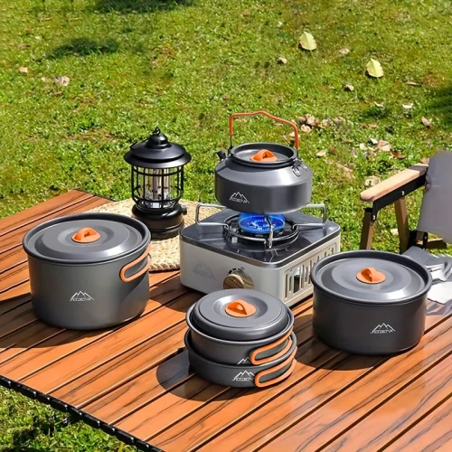 Keep Kamp Outdoor Camping Cookware Set Frying Pan Aluminum 1.1l Nonstick Silicone Handle Gas/inducti
