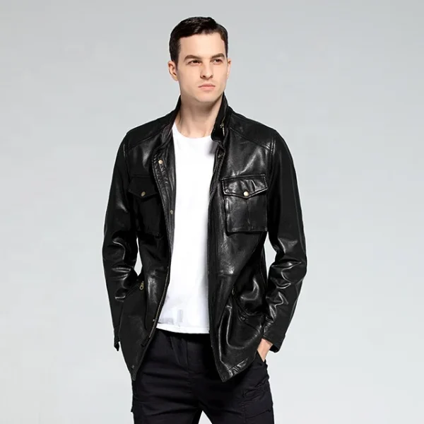 Popular And Customizable - High Quality Black Men's Real Leather Jacket - Buy Men's Jacket,J