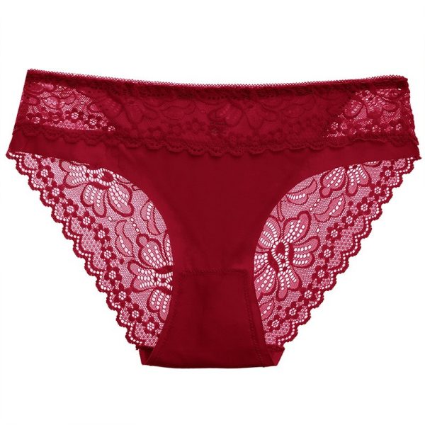 Panties de Encaje con Detalles en Contraste para Mujer, Bragas Cómodas de Seda de Hielo